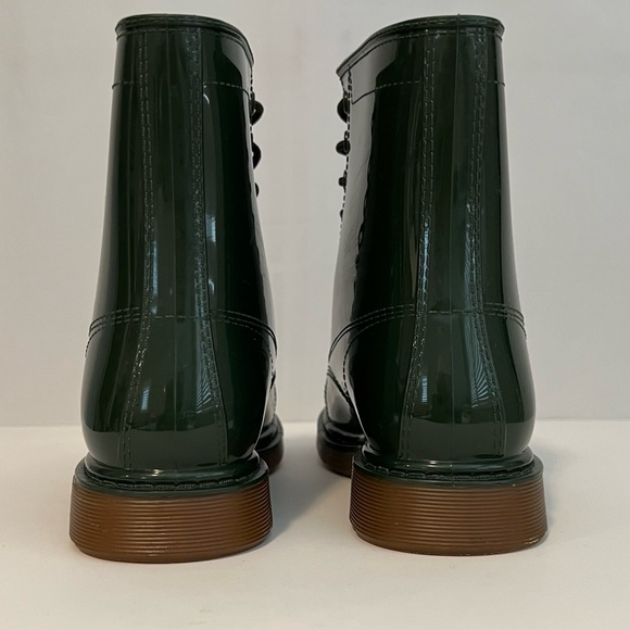 Design Lab Lace-up 8-hole Rubber Boots Green Size 6 - Picture 2 of 12